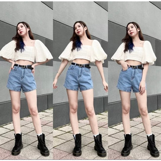 Quần Sọt Jean Nữ quần short jean nữTrơn Lưng Cao Tôn Dáng