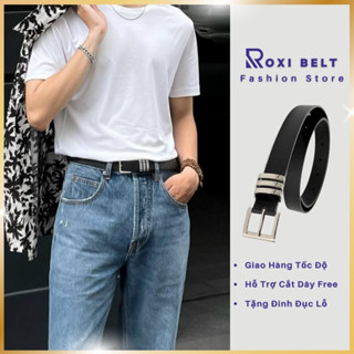 Thắt Lưng Ulzzang 3 Gạch Hàn Quốc Bản Nhỏ 2.3cm Roxi Belt - Dây Lưng Da Pu Mặt 3 Sọc Thời Trang TLN017