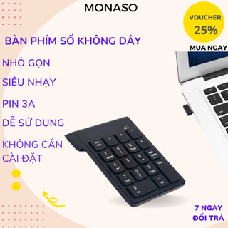 Bàn phím số rời không dây cổng USB cho Laptop Máy tính Numpad Wireless 2.4 Bàn Phím Phụ cho kế toán K07 MONASO