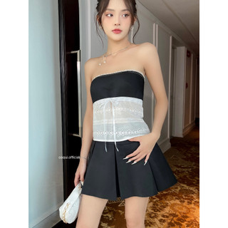 Set áo kiểu chân váy ngắn xếp li Fiona - COQUI