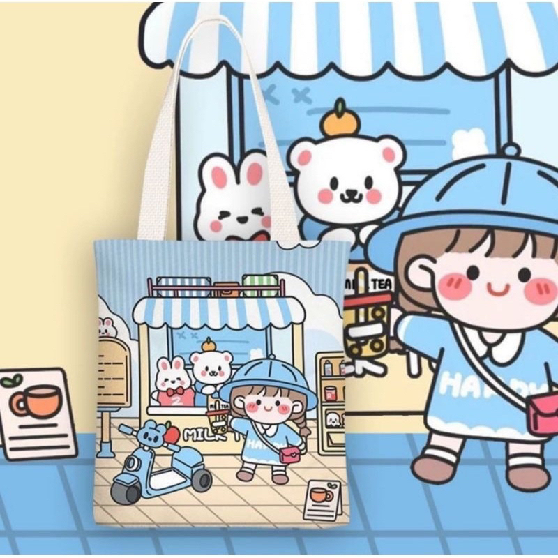 Túi vải tote cỡ lớn có khoá kéo.