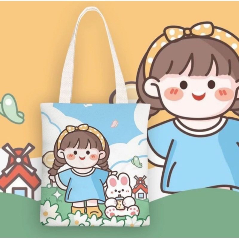 Túi vải tote cỡ lớn có khoá kéo.