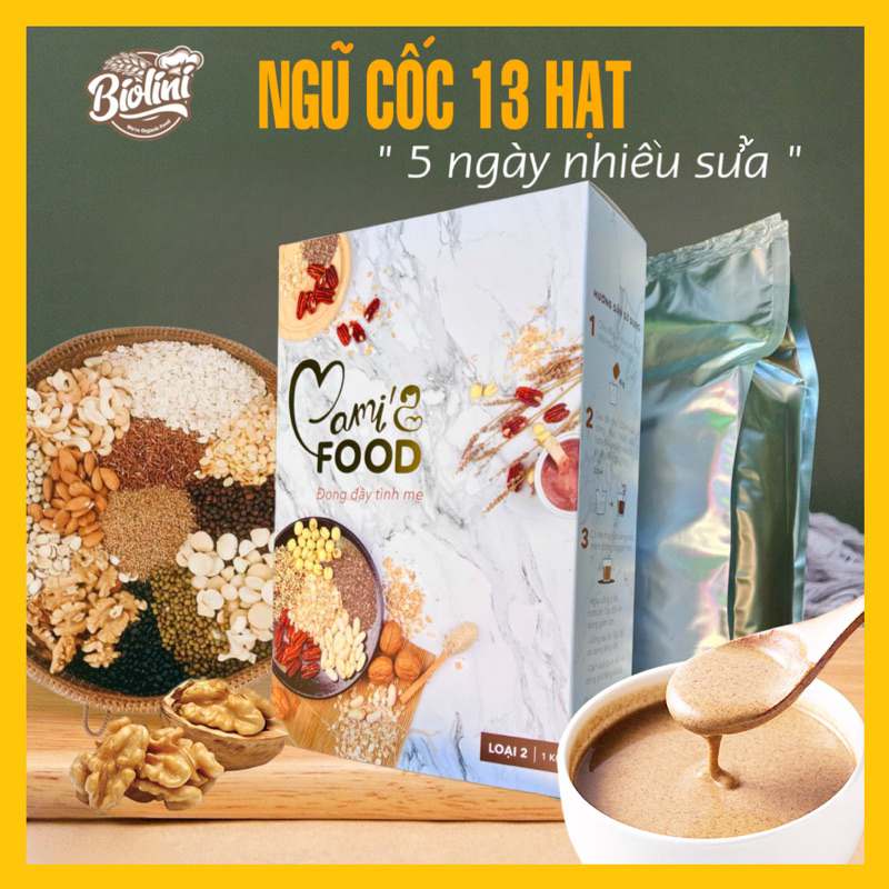 Ngũ Cốc KÍCH SỮA- LỢI SỮA, ngũ cốc bà bầu Mamis Food 13 Hạt Dinh Dưỡng