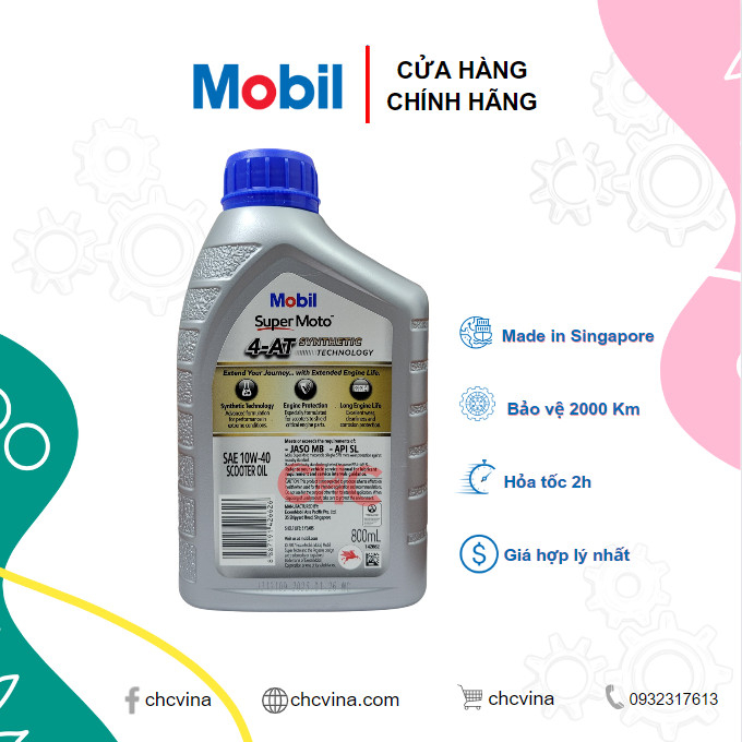 Dầu nhớt xe tay ga 10w40 Mobil Scooter 800ml