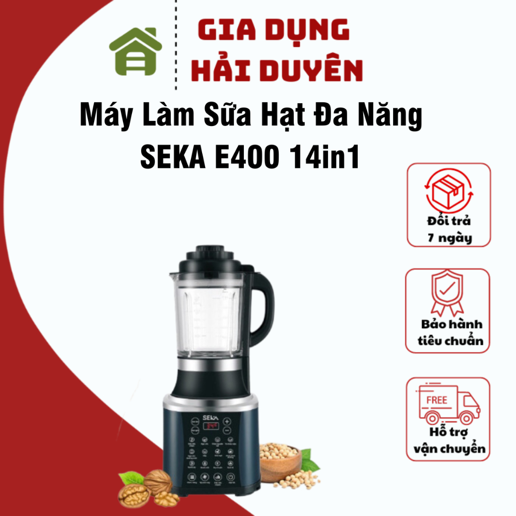 Máy Làm Sữa Hạt Đa Năng SEKA E400 - 1.75 Lít 14 chế độ nấu tự động bảo hành 18 tháng dễ dàng vệ sinh tự động