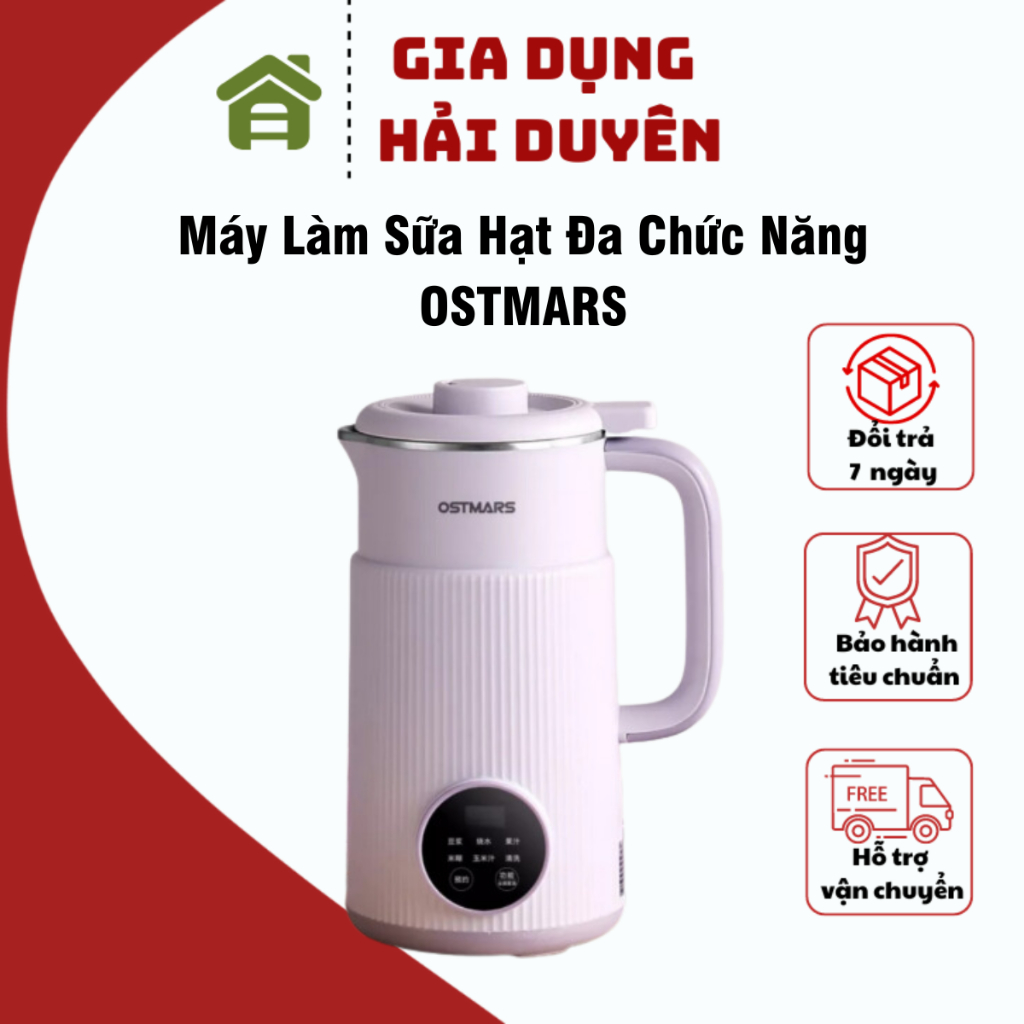 Máy làm sữa hạt Ostmars nội địa trung có dán tem hướng dẫn tiếng việt điều khiển cảm ứng 6 chế độ nấu tự động vệ sinh dễ
