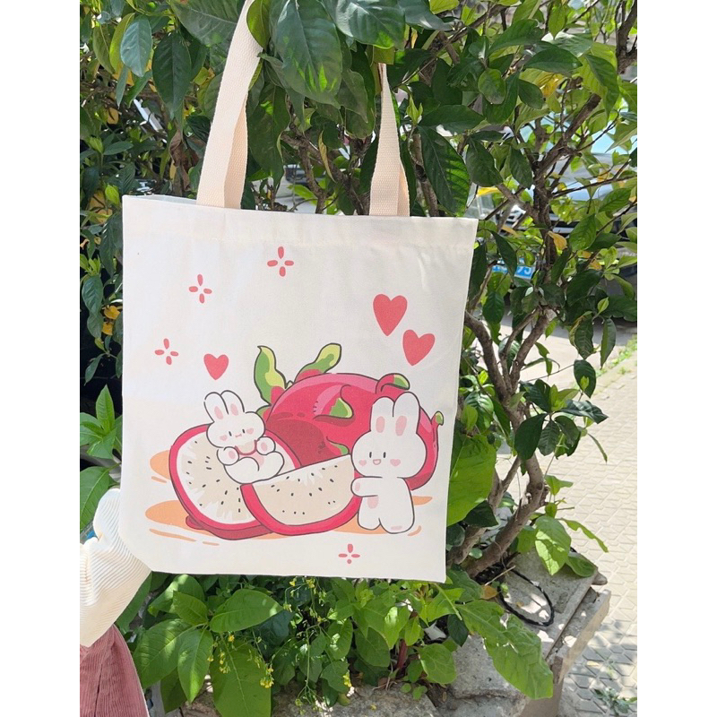 Túi vải tote cỡ lớn có khoá kéo.