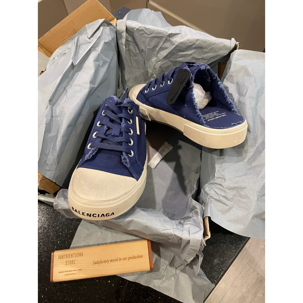 Giày Sneaker đạp gót - Balenciaga Pairs Black White Slip On Sneaker