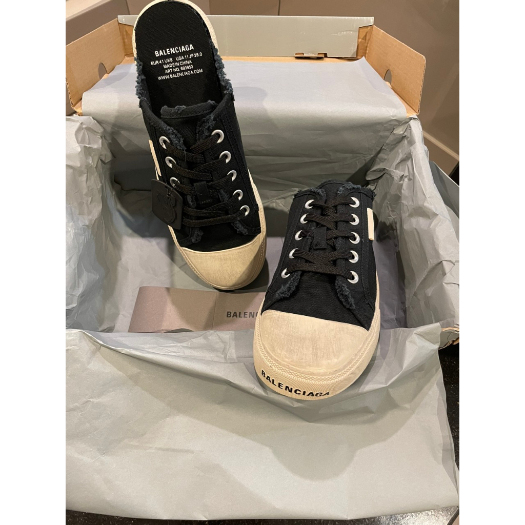 Giày Sneaker đạp gót - Balenciaga Pairs Black White Slip On Sneaker