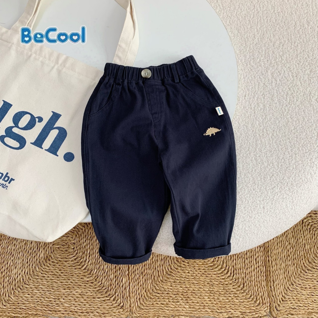 Quần Kaki Dài Cho Bé Trai Thêu Hình Khủng Long cạp chun mềm mại cho bé trai từ 10 đến 26kg SUMO KIDS