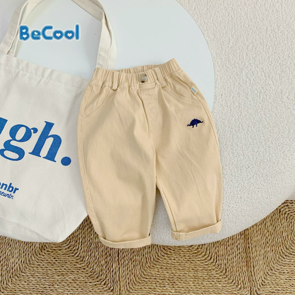 Quần Kaki Dài Cho Bé Trai Thêu Hình Khủng Long cạp chun mềm mại cho bé trai từ 10 đến 26kg SUMO KIDS