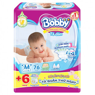 Tã dán, tã quần bobby nb70, s54, s80, m76, l68, xl62, xxl56 mẫu mới gạo non, dòng antimos đủ size