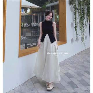 Set Áo Zip Xẻ Trước Mix Chân Váy Xèo,Chân váy dày dặn, may form xoè to xinh
