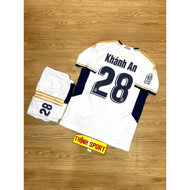 Quần áo bóng đá vải thun lạnh/mè hàn in tên số theo yêu cầu mẫu Ri An
