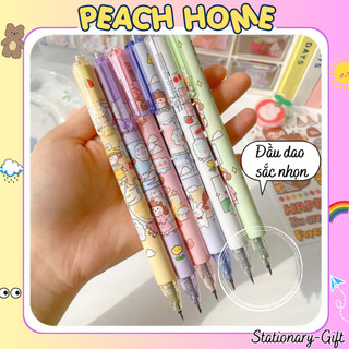 Cây Bút Bấm Rọc Giấy Khui Hàng Họa Tiết Cute Dễ Sử Dụng Dao Dọc Trong Suốt Unboxing Giá Rẻ 1k Văn Phòng Phẩm Peach Home