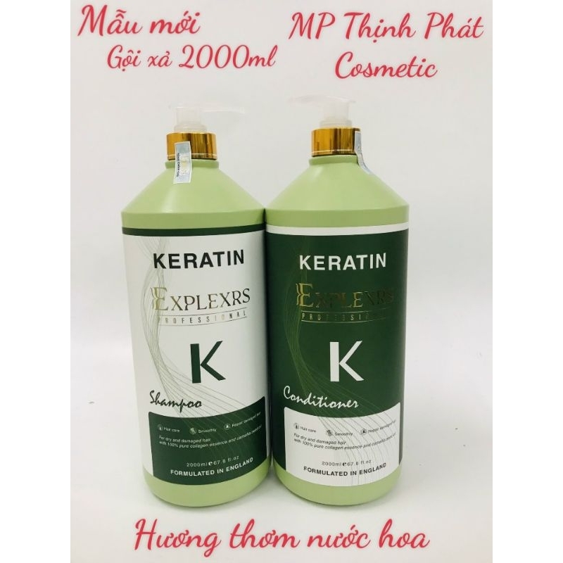 Dầu gội xả can 2000ml keratin hương thơm mềm mượt chống gàu