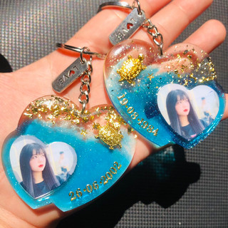 Móc khoá tim ảnh theo yêu cầu Diy HandMade quà lưu niệm Lilande keychain