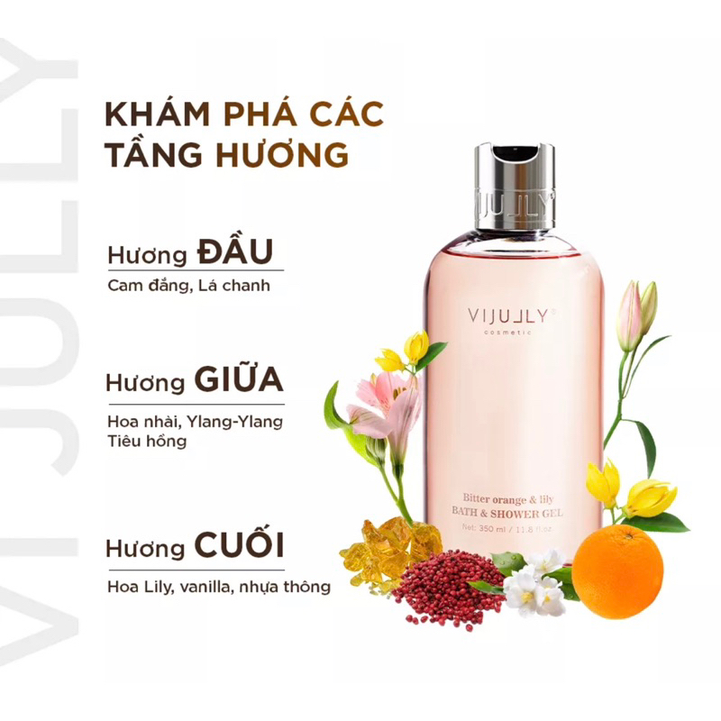 Sữa tắm Dưỡng da hương nước hoa Vi Jully 350ml