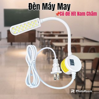 Đèn máy may công nghiệp đui ghim có công tắc đế hít nam châm 20 bóng, 30 bóng Led có thể dùng đèn bàn học học tiện dụng