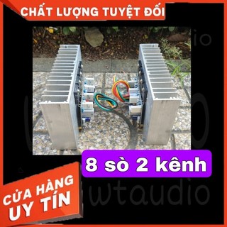 Mạch công suất 4 sò 1 kênh nhôm cánh ráp sẵn mạch+nhôm+sò+jack nguồn