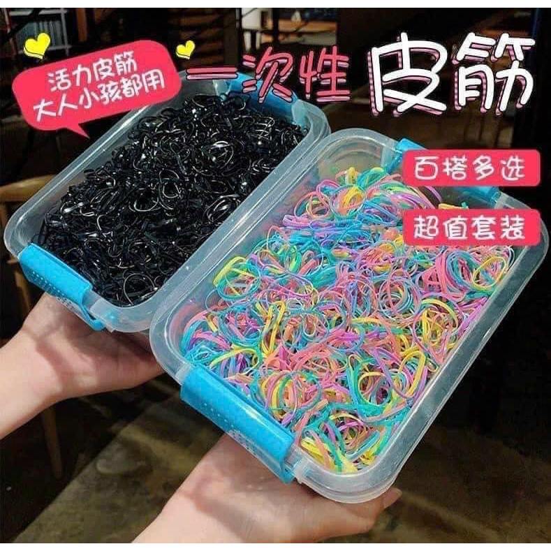 Hộp 4000 dây chun buộc tóc siêu dai cho mẹ và bé