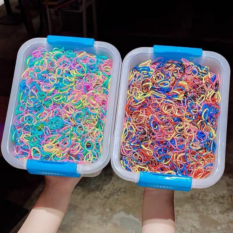 Hộp 4000 dây chun buộc tóc siêu dai cho mẹ và bé