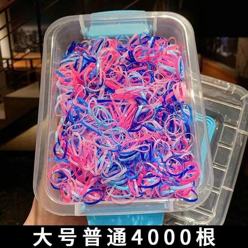 Hộp 4000 dây chun buộc tóc siêu dai cho mẹ và bé