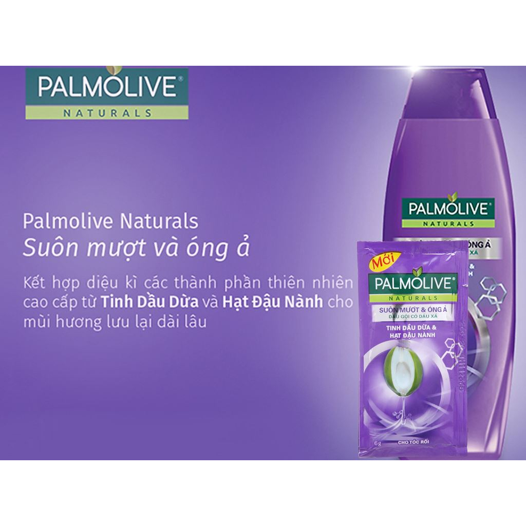 Bộ 12 gói Dầu gội Palmolive kèm dầu xả 2in1 Suôn Mượt Óng Ả từ Keratin và dầu Oliu 6g x 12