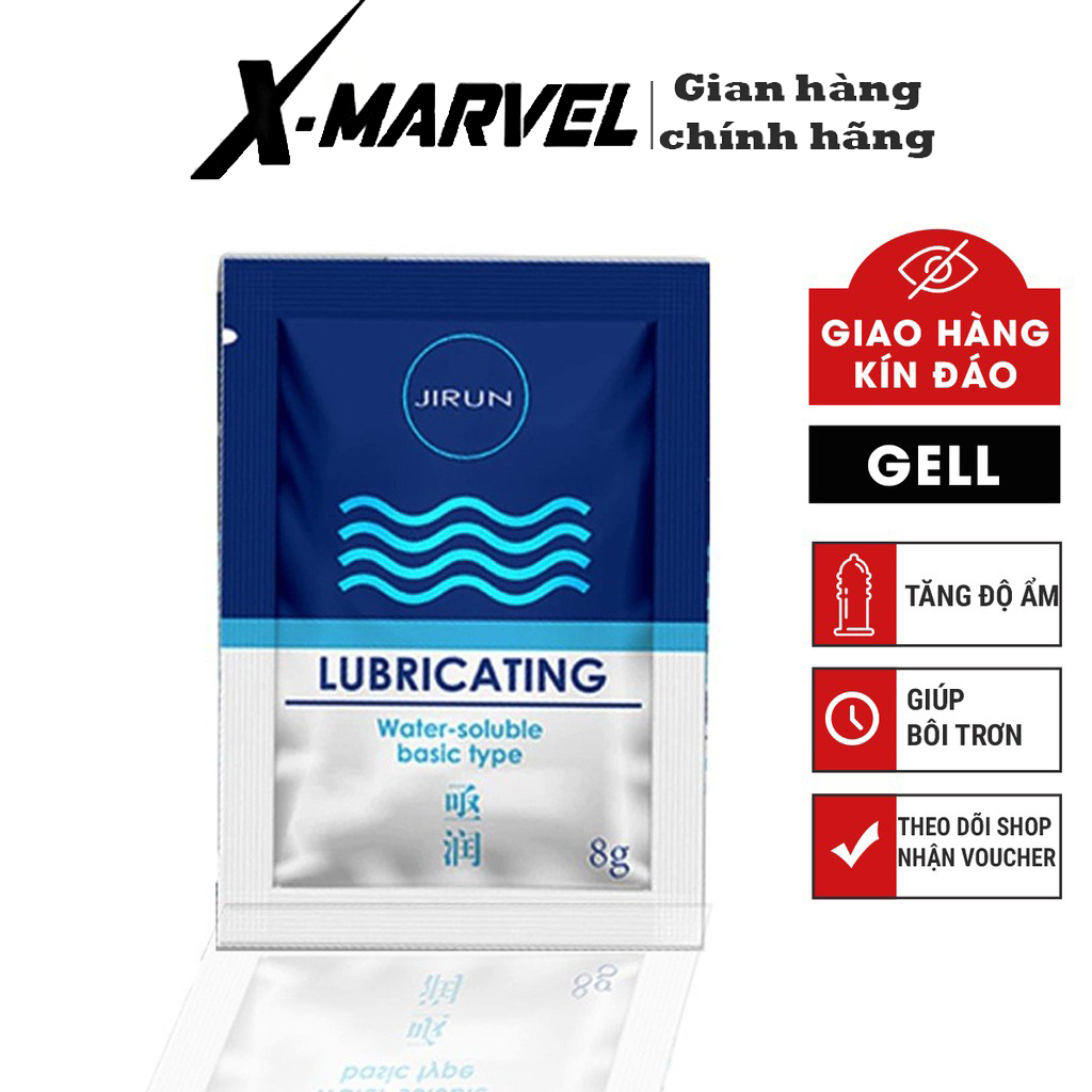 Gel bôi trơn Jirun LUBRICATING Gốc Nước dạng gói OLOL tăng khoái cảm 8g tiện dụng HA XMARVEL