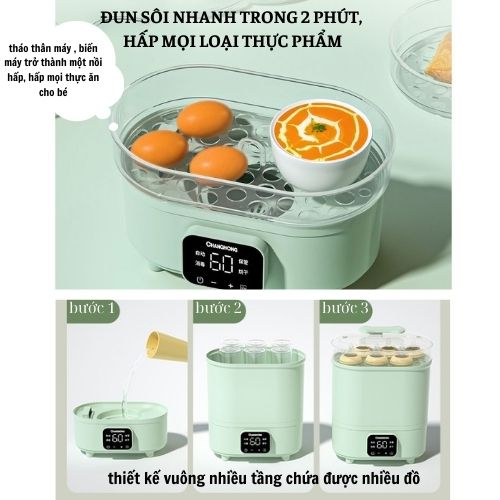 Máy tiệt trùng sấy khô bình sữa cho bé loại lớn nồi hấp điện hâm đồ ăn đa năng cho bé bảo hành 12 tháng