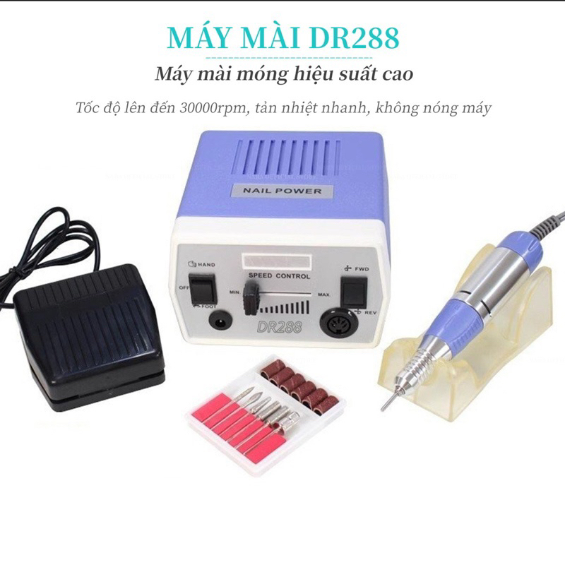Máy Mài Cắm Điện DR-288 Chính Hãng - Máy Bào Móng Kèm Bàn Đạp Chân Chuyên Dụng Nail