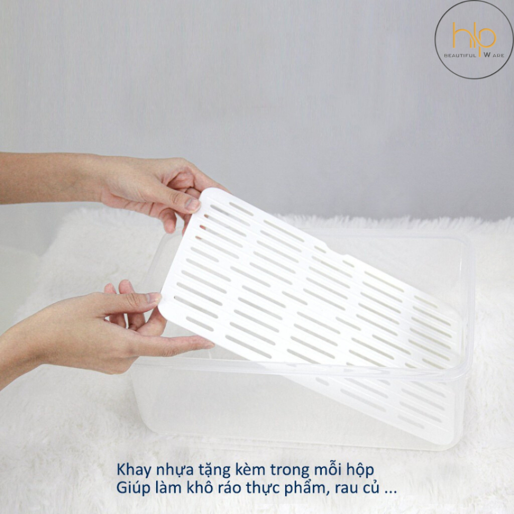 Hộp Nhựa Đựng Thực Phẩm Chữ Nhật JCJ DoubleLock Kèm Giá Lót Để Được Ngăn Đông Tủ Lạnh - Gia Dụng HLP