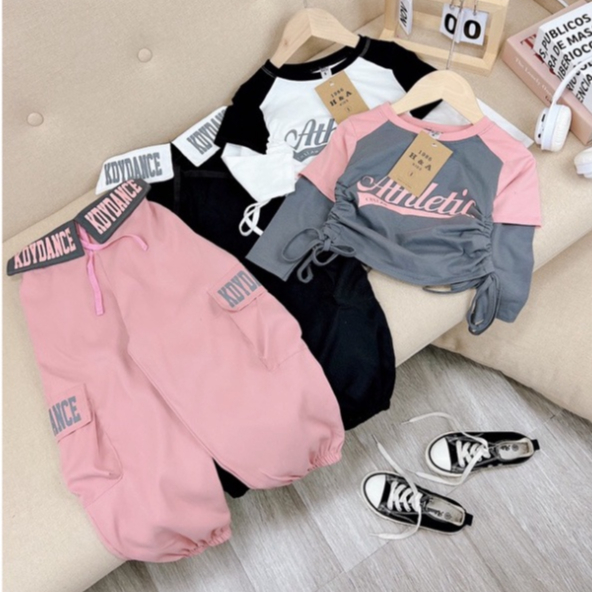 Bộ quần áo Hip Hop cho bé gái size đại hàng đẹp 12-35kg Set bộ thể thao Hiphop dài tay cho trẻ em cá tính Hadukids