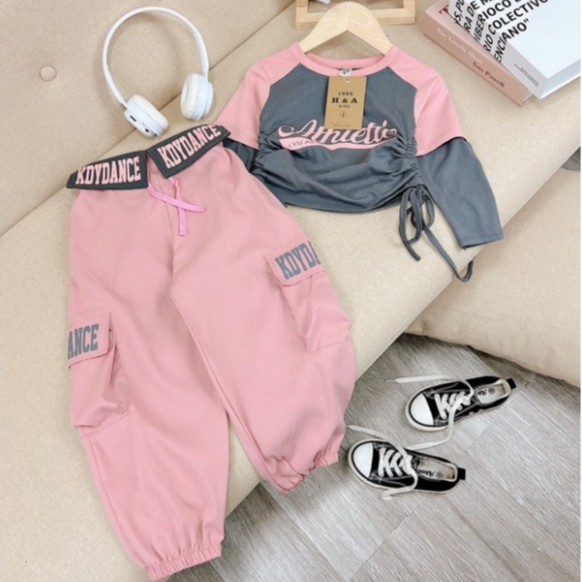 Bộ quần áo Hip Hop cho bé gái size đại hàng đẹp 12-35kg Set bộ thể thao Hiphop dài tay cho trẻ em cá tính Hadukids