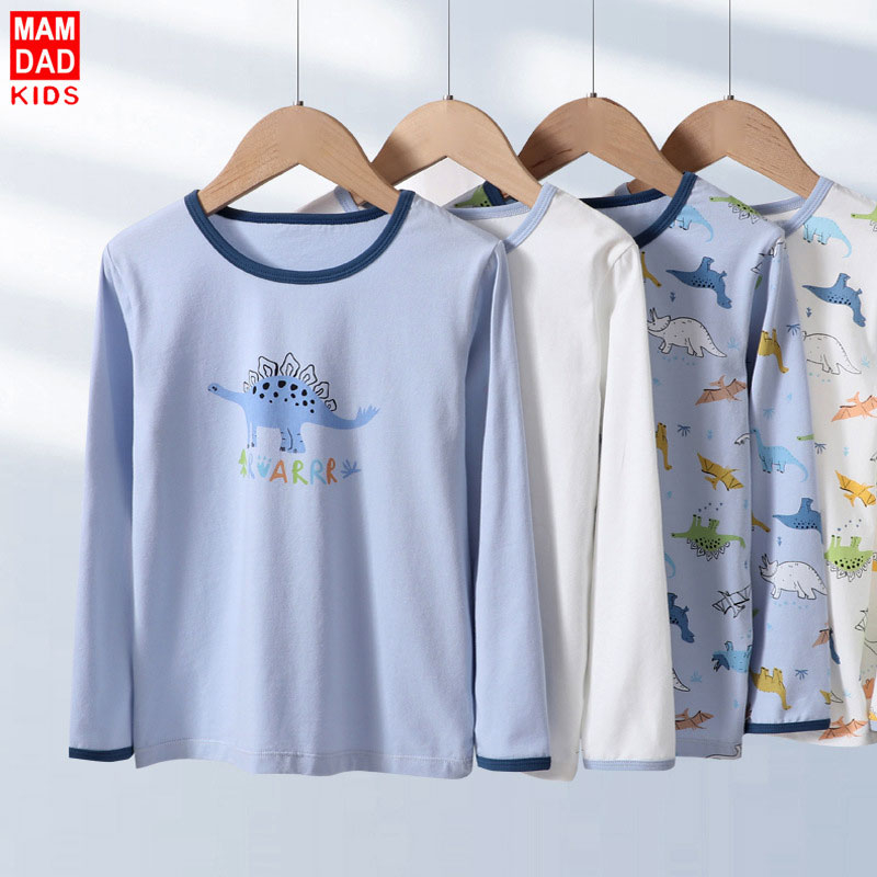 Set 2 Áo Thun Cổ Tròn Dài Tay Thu Đông Cho Bé Trai MAM DAD KIDS