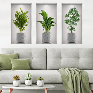 Decal dán tường chậu cây 3D TT02 trang trí phòng khách