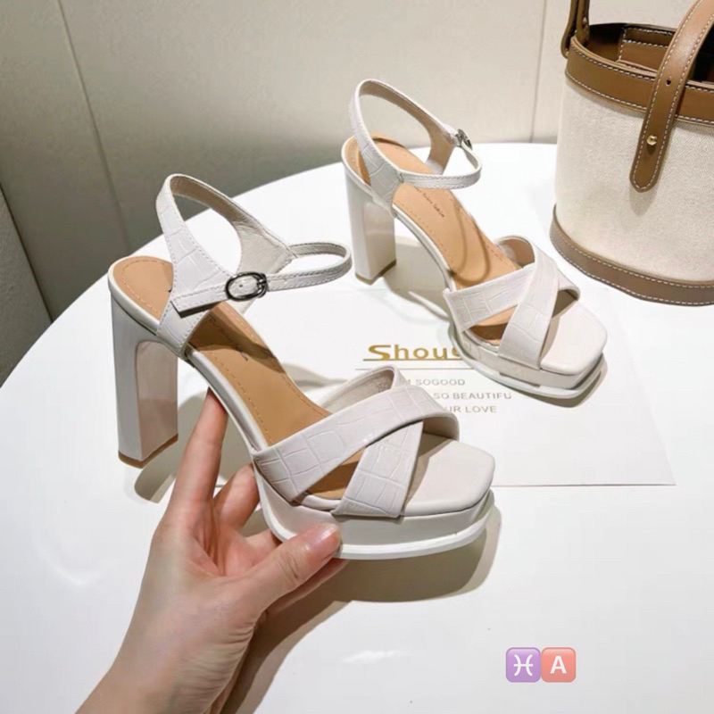 Sandal đế đúp   da thật cao cấp gót 10cm mẫu mới 2023