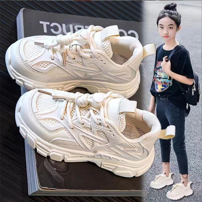 Giày Thể Thao Hai Màu Trắng-Đen Cho Bé Trai/Gái Siêu Nhẹ, Đế Chống Trơn, Dễ Phối Đồ-Thoáng khí