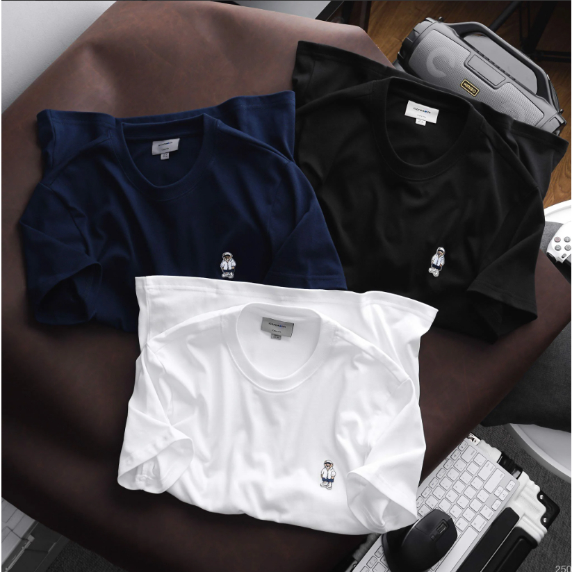 Áo thun nam ICDN Bear Embroidery chất Cotton thoáng mát co giãn linh hoạt - ATID0250