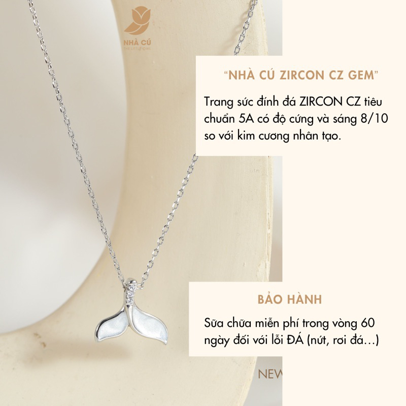 Dây chuyền nữ đá ZIRCON CZ 5A mặt đuôi cá NHÀ CÚ màu bạc dễ thương phong cách hàn quốc 6977