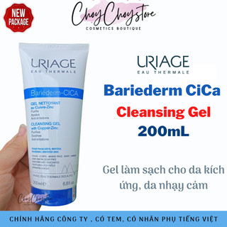 Gel Làm Sạch Uriage Bariederm Cica Gel Nettoyant 200mL (Cleansing Gel) dành cho da kích ứng (TEM CTY)