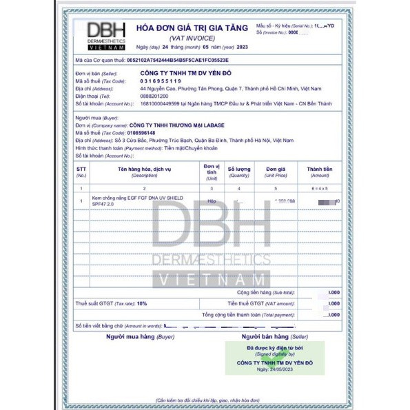 Kem Chống Nắng D.B.H EGF FGF DNA Sun Protection SPF47 PA+++ 60ml mẫu mới, sacdep_hcm