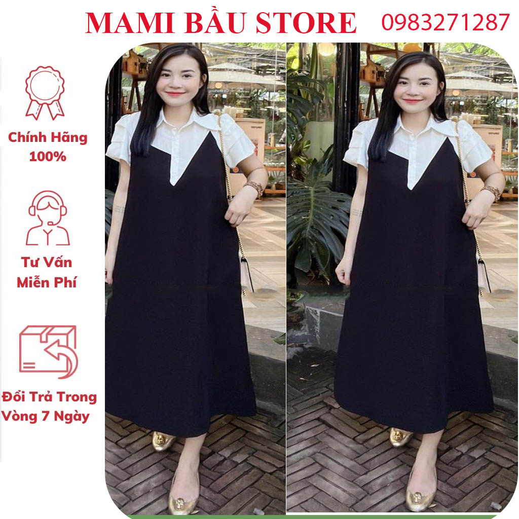 VÁY ĐẦM BẦU CÔNG SỞ MÙA HÈ SIÊU SANG-ĐẦM BẦU THIẾT KẾ CỔ SƠ MI CÁCH ĐIỆU THỜI TRANG HÀN