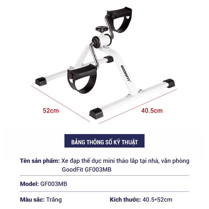 (Hoả tốc HCM) Xe đạp thể dục mini tháo lắp tại nhà, văn phòng GoodFit GF003MB