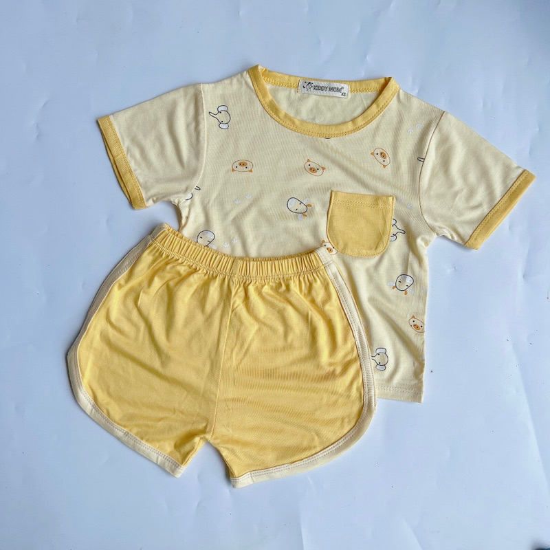 Bộ thun lạnh tay ngắn quần ngắn cho bé 5-18kg
