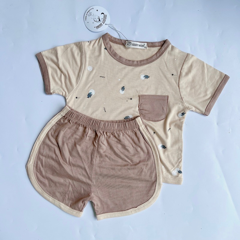 Bộ thun lạnh tay ngắn quần ngắn cho bé 5-18kg