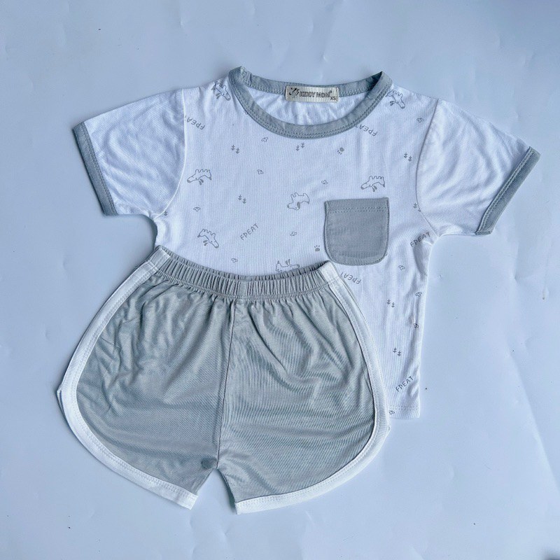 Bộ thun lạnh tay ngắn quần ngắn cho bé 5-18kg