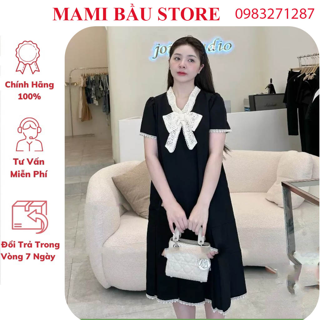 VÁY ĐẦM BẦU CÔNG SỞ DỰ TIỆC DÁNG TIỂU THƯ-ĐẦM BẦU BABAYDOLL CỔ NƠ XINH XẮN VẢI MỀM MÁT