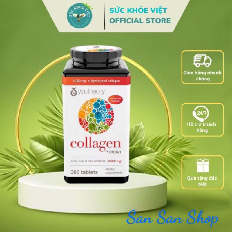 [CHÍNH HÃNG - MỸ] COLLAGEN YOUTHEORY Mỹ - Đẹp Da 390 viên