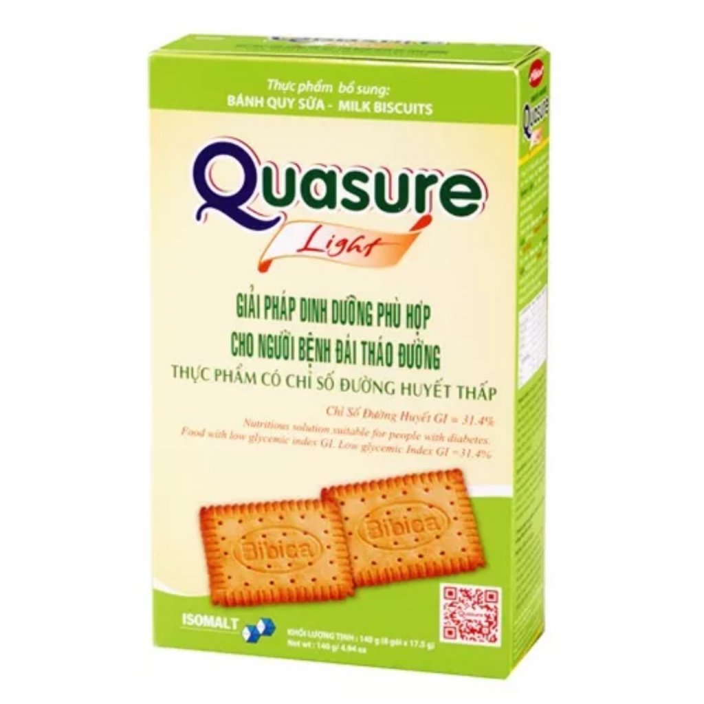 Bánh Quy Quasure Light Sữa Bibica 140g - Thực phẩm dành cho người ăn kiêng, tiểu đường